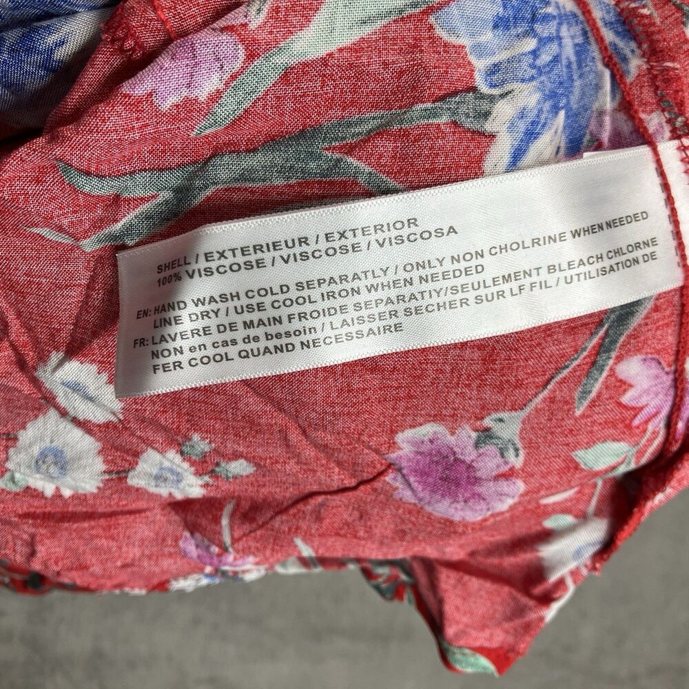 Band of Gypsies Maxi Dress Womens S Red Floral Off Shoulder Waist Tie‎ Romantic - Picture 9 of 11